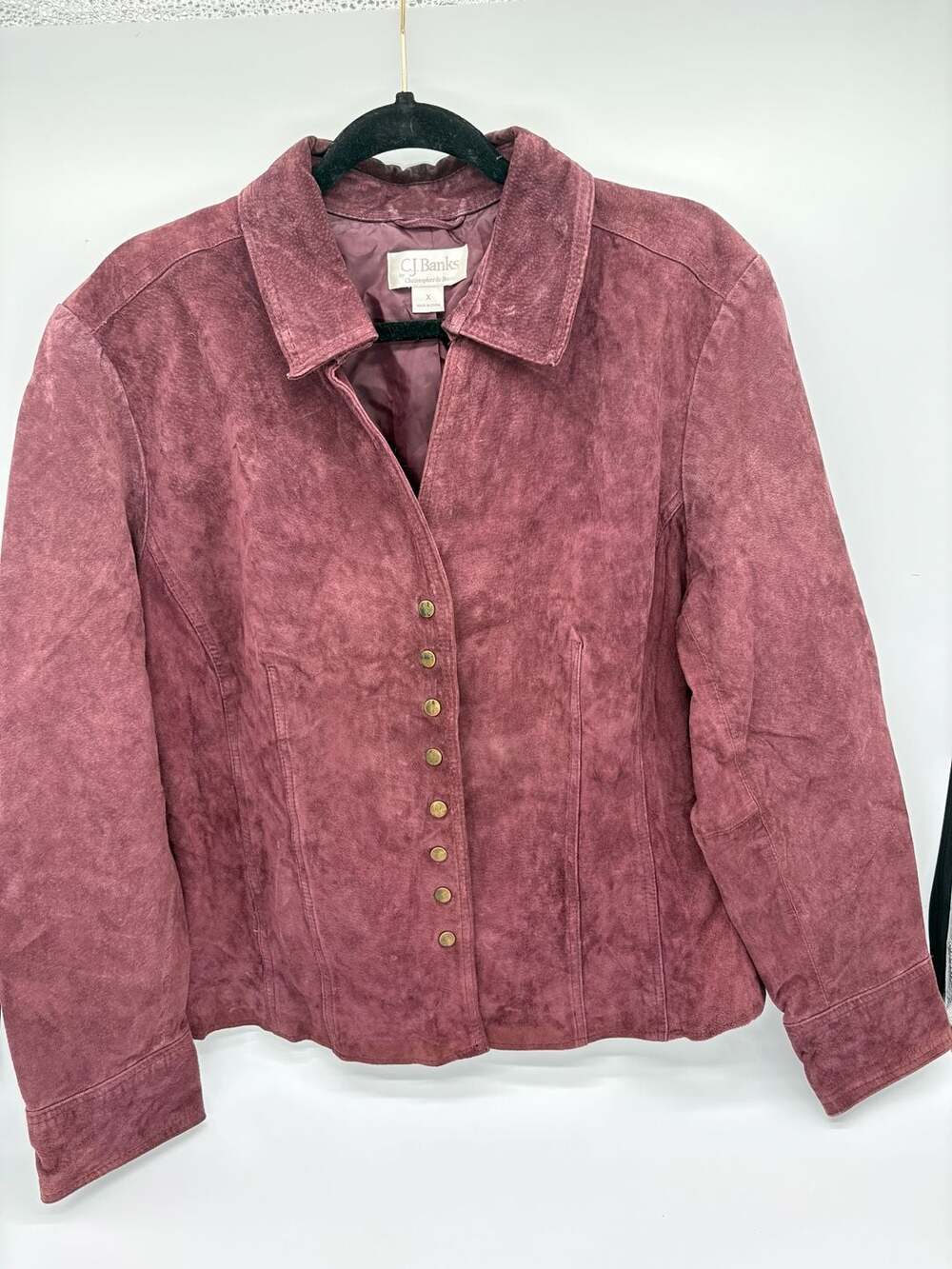 CJ Banks Genuine Pig Suede Leather Jacket Sz X Mauve